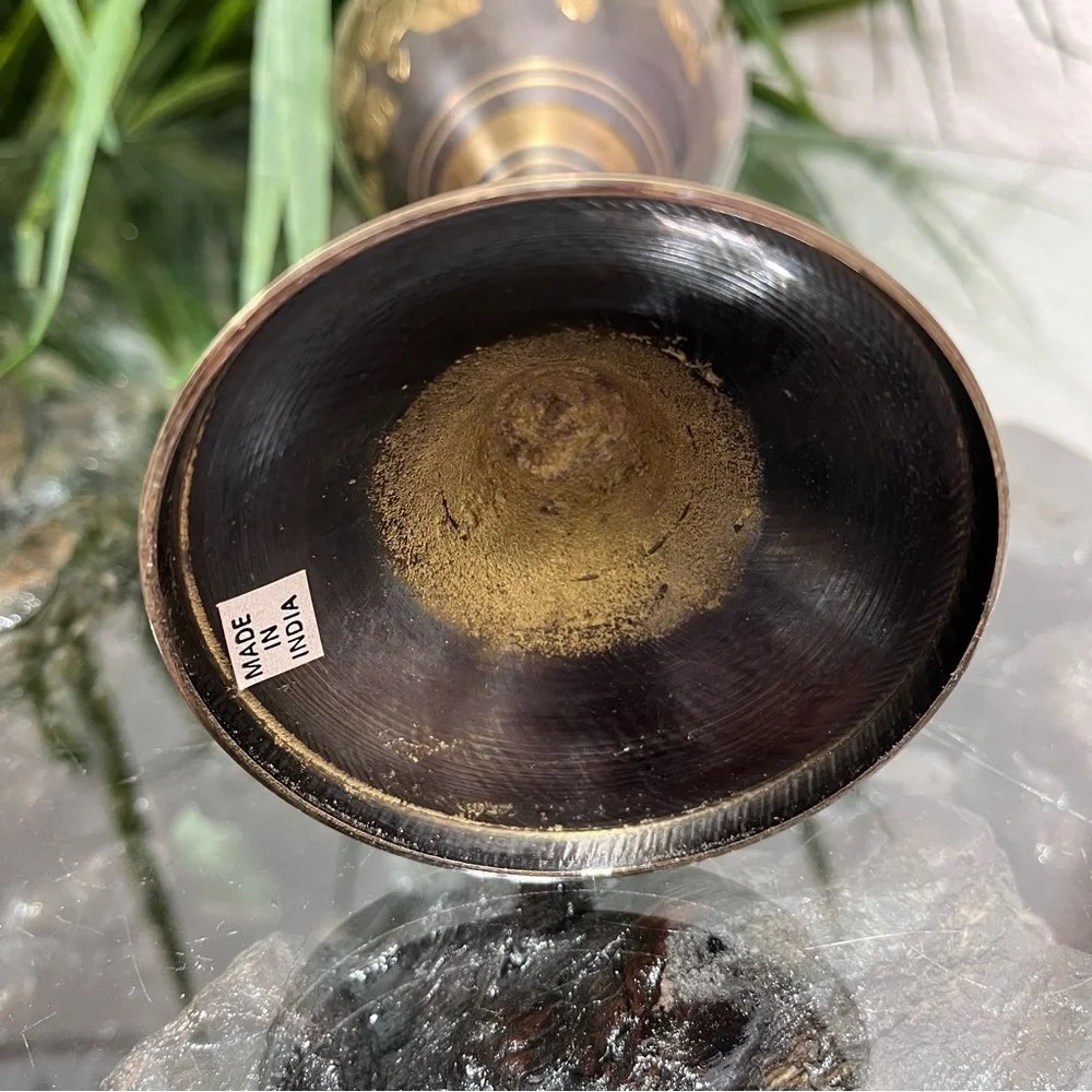 🔥Vintage🔥 Hand Crafted And Etched Tall Brass Vase 12”